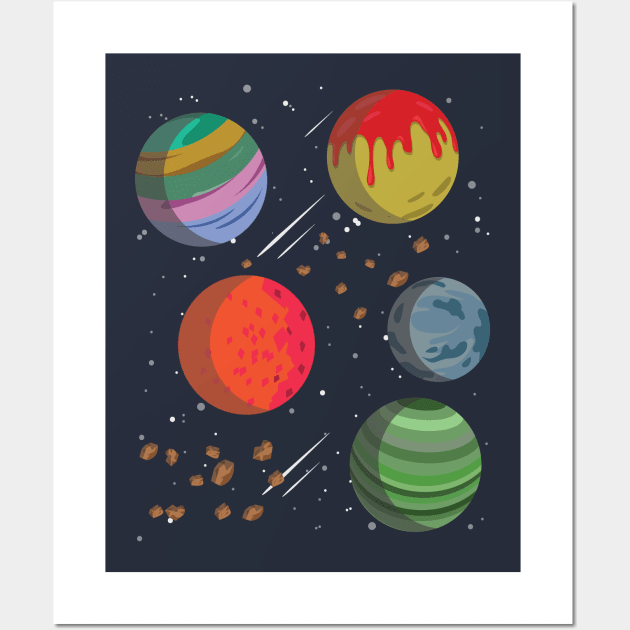 Colorful Planets in Outer Space Wall Art by Freid